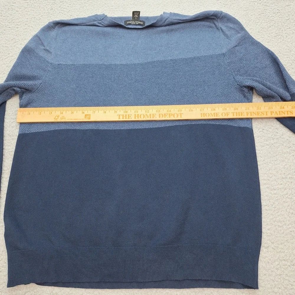 Banana Republic Sweater Mens Large Blue Silk Cotton Cashmere‎ Herringbone
